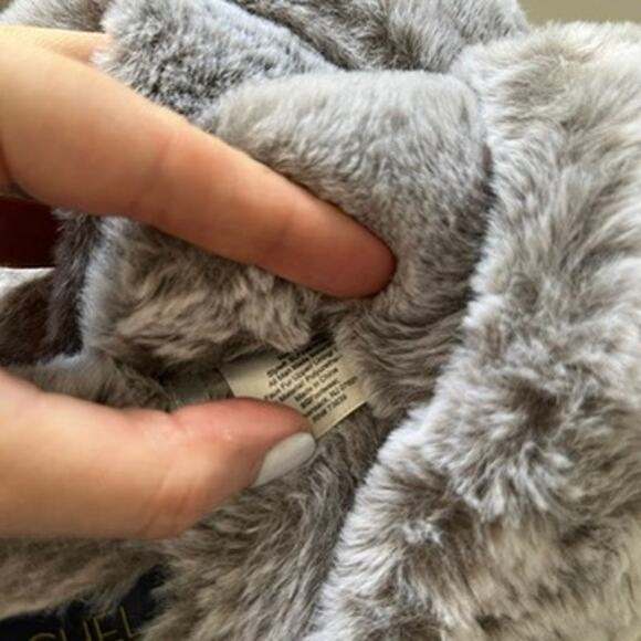 RACHEL Rachel Roy Gray Fuzzy Open Toe Slippers Size 7-8 - Picture 4 of 4